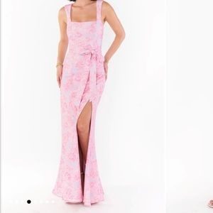 Show Me Your Mumu Paris Gown in Blush Floral Stretch